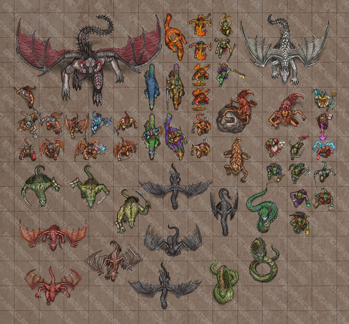 Reptiles of War Virtual Tabletop Token Set / VTT Tokens Collection